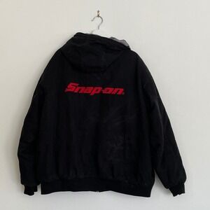 Snap-On Tools Mens Black Canvas Hooded Work Jacket Embroidered 3XL American Flag